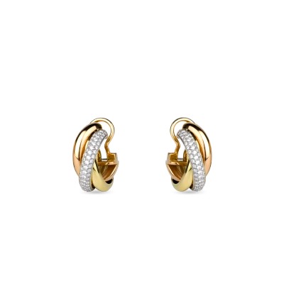 CARTIER TRINITY EARRINGS, CLASSIC MODEL, SEMI-PAVED B8031900